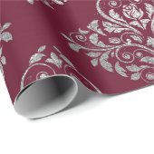 Jewelry Royal Damask Maroon Burgundy Vip Silver Cadeaupapier (Rol Hoek)