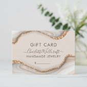 Jewelry roze goudglitter Marble Gift Certificate (Staand voorkant)