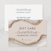 Jewelry roze goudglitter Marble Gift Certificate (Voorkant / Achterkant)