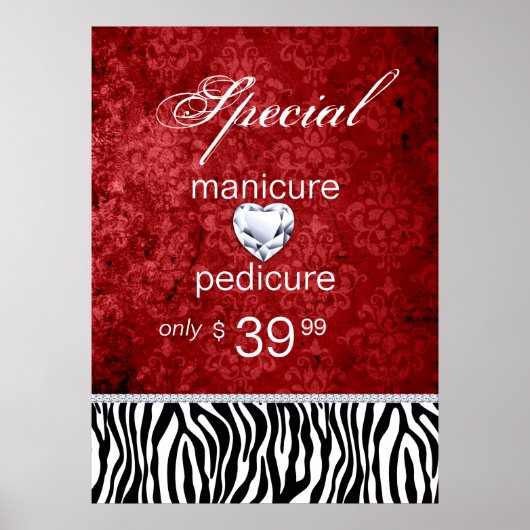 Jewelry Sale Damask Salon Zebra Valentijnse Poster (Voorkant)