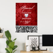 Jewelry Sale Damask Salon Zebra Valentijnse Poster (Thuiskantoor)