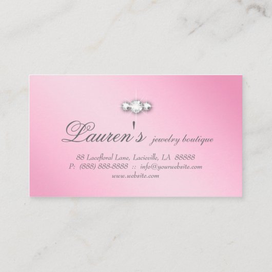 Jewelry Swirl Glitter Diamonds Roze Visitekaartje (Achterkant)