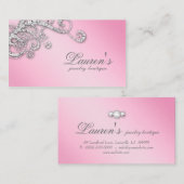 Jewelry Swirl Glitter Diamonds Roze Visitekaartje (Voorkant / Achterkant)