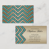 Jewelry Visitekaartje Chevron Sparkle Gold Blauwgr (Voorkant / Achterkant)