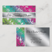 Jewelry Visitekaartje Damask Floral Silver PGB (Voorkant / Achterkant)