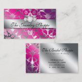 Jewelry Visitekaartje Damask Floral Silver PP (Voorkant / Achterkant)