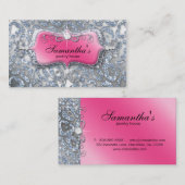 Jewelry Visitekaartje Zebra roze zilver glitter (Voorkant / Achterkant)