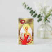 Jewelry Woman Lips ' Gold Leaves Blonde Visitekaartje (Staand voorkant)