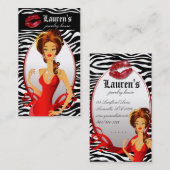 Jewelry Woman Red Zebra Lips Black Visitekaartje (Voorkant / Achterkant)