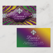 Jewelry Zebra Fleur de lis Mardi Gras Paars Visitekaartje (Voorkant / Achterkant)
