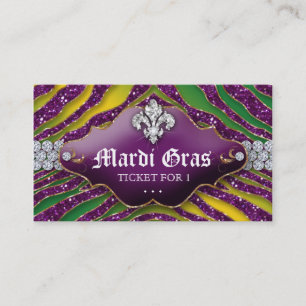 Jewelry Zebra Fleur de lis Mardi Gras Party Ticket