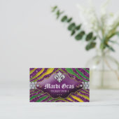Jewelry Zebra Fleur de lis Mardi Gras Party Ticket (Staand voorkant)