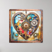 Jewels And Stained Glass Heart Steampunk Series Canvas Afdruk (Voorkant)