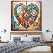 Jewels And Stained Glass Heart Steampunk Series Canvas Afdruk (Insitu (Slaapkamer))