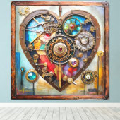 Jewels And Stained Glass Heart Steampunk Series Canvas Afdruk (Insitu (Houten vloer))