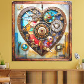 Jewels And Stained Glass Heart Steampunk Series Canvas Afdruk (Insitu (Woonkamer))