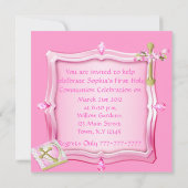 JEWELS DAMASK Heilige Communion PINK INVITATIONS Kaart (Achterkant)