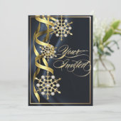 Jewels Jazzy Snowflake Black Holiday Card Kaart (Staand voorkant)