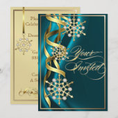 Jewels Jazzy Snowflake Blauwgroen feestkaart Kaart (Voorkant / Achterkant)