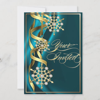 Jewels Jazzy Snowflake Blauwgroen feestkaart Kaart