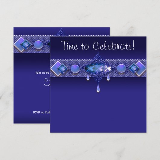 Jewels Royal Navy Blauwe Vrouwelijke Verjaardagsfe Kaart (Voorkant / Achterkant)