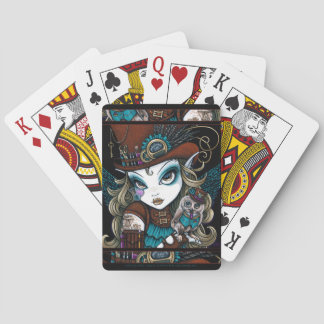 "Jewels & Vern" Steampunk Angel Owl Familiar Pokerkaarten