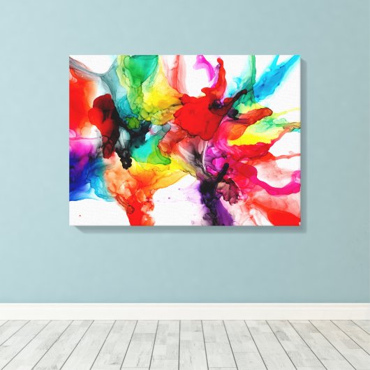 Jeweltone Prism - Waterverf Canvas Afdruk (Insitu (Houten vloer))