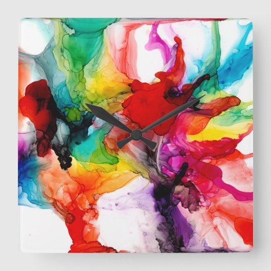 Jeweltone Prism - Waterverf Vierkante Klok (Voorkant)