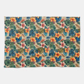 Jeweltone tropische bloemen en bladeren theedoek (Horizontaal)