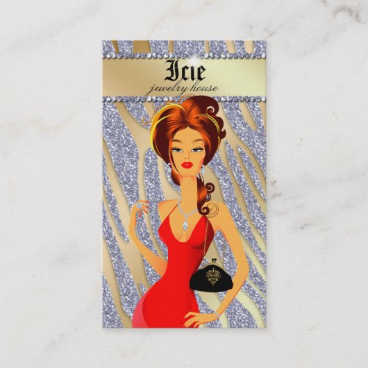 Jewerly Visitekaartje Purse Diamonds Red Zebra (Voorkant)