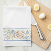 Jewish Al Netilat Yadayim Floral Bird Handwashing Theedoek (Quarter Fold)