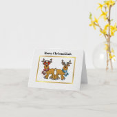 Jewish and Gentile Reindeer Funny Chrismukkah Card Kaart (Gele Bloem)