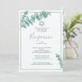 Jewish Baby Boy Naming Eucalyptus Hebreeuws Greene Kaart (Staand voorkant)