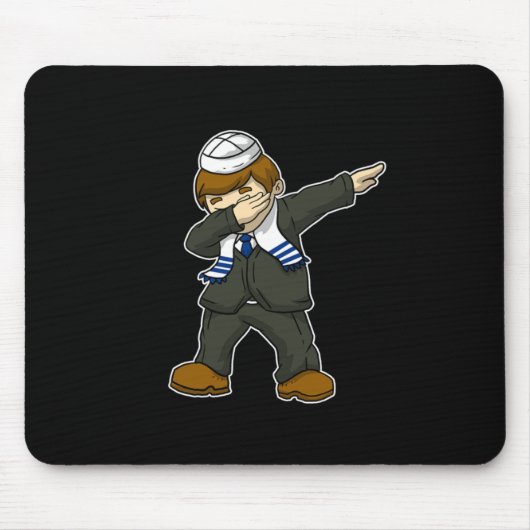 Jewish Bar Mitzvah Boy Dabbing Happy Hanukah Muismat (Voorkant)