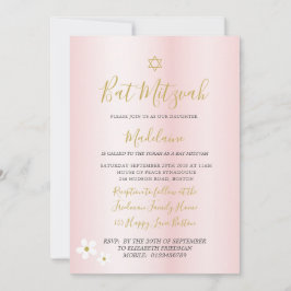 Jewish Bat Mitzvah Daisy Pink Girls Hebreeuw Kaart