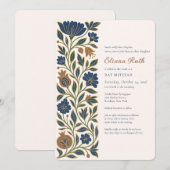 Jewish Bat Mitzvah Elegant Floral Judaica Kaart (Voorkant / Achterkant)