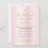 Jewish Bat Mitzvah Pink Gold Girls Hebreeuws Kaart (Voorkant)