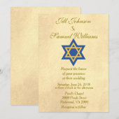 Jewish Blue en Gold Star van David Wedding Kaart (Voorkant / Achterkant)