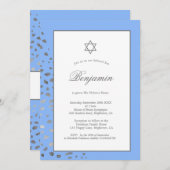 Jewish Boy Baby Naming Blue Hebrew Silver Spots Kaart (Voorkant / Achterkant)