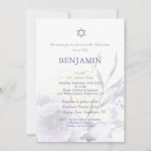 Jewish Boy Blue Floral Naming Ceremony Hebrew Kaart (Voorkant)
