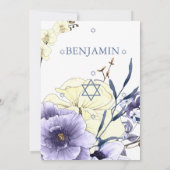 Jewish Boy Blue Floral Naming Ceremony Hebrew Kaart (Achterkant)