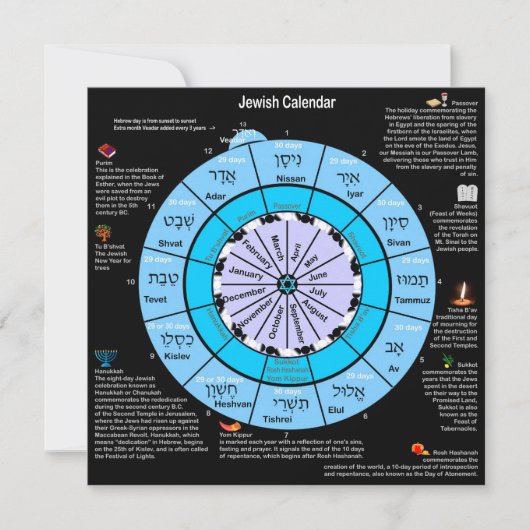 Jewish Calendar Flat Kaart (Voorkant)