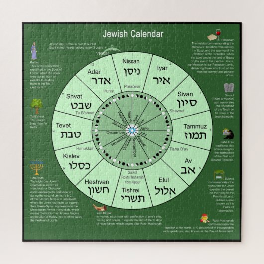 Jewish Calendar Jigzaag Puzzle Legpuzzel (Verticaal)