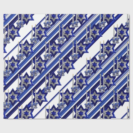 Jewish-Candlesticks-and-Star-1-diagnostische strip Cadeaupapier (Vlak)