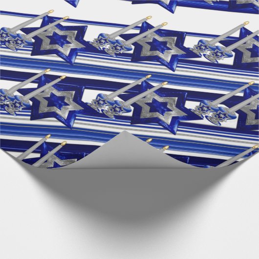 Jewish-Candlesticks-and-Star-1-diagnostische strip Cadeaupapier (Hoek)