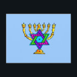 Jewish Candlesticks Briefkaart<br><div class="desc">Traditionele joodse kandelaars symboliseren de Hebreeuwse Joodse Ster en het Licht. Als je op zoek bent naar Joodse cadeautjes, cadeauideeën voor Bas en Bar Mitzvah, bruiloften of joodse feestdagen zoals Hanukkah en Passover, bezoek dan onze wenskaarten, baby en verjaardagsgeschenken en cadeaus.</div>