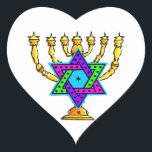 Jewish Candlesticks Hart Sticker<br><div class="desc">Als u op zoek bent naar joodse geschenken,  cadeau-ideeën voor Bas en Bar Mitzvah,  bruiloften of joodse feestdagen zoals Chanoeka en Pesach,  bezoek dan onze wenskaarten,  baby geschenken en cadeaus.</div>