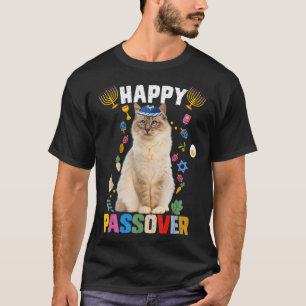Jewish Cat kippah Happy Passover Matzah Passover H T-shirt