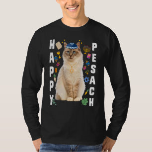Jewish Cat Kippah Happy Pesach Matzah Passover Hol T-shirt