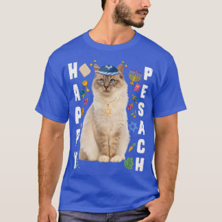 Jewish Cat kippah Happy Pesach Matzah Passover Hol T-shirt